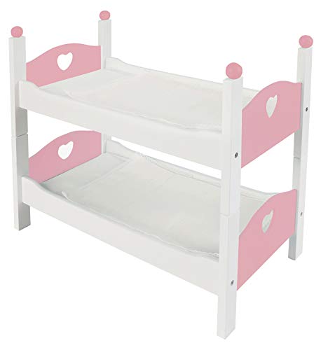 Engelhart - Muebles de Madera para muñecas bebé - Muebles y Accesorios a Juego - Cama, Trona, literas, Cuna, Cambiador, cómoda - Rosa y Blanco (literas)