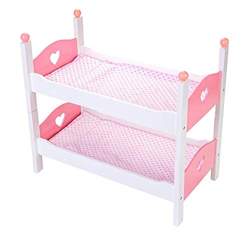 Engelhart - Muebles de Madera para muñecas bebé - Muebles y Accesorios a Juego - Cama, Trona, literas, Cuna, Cambiador, cómoda - Rosa y Blanco (literas)