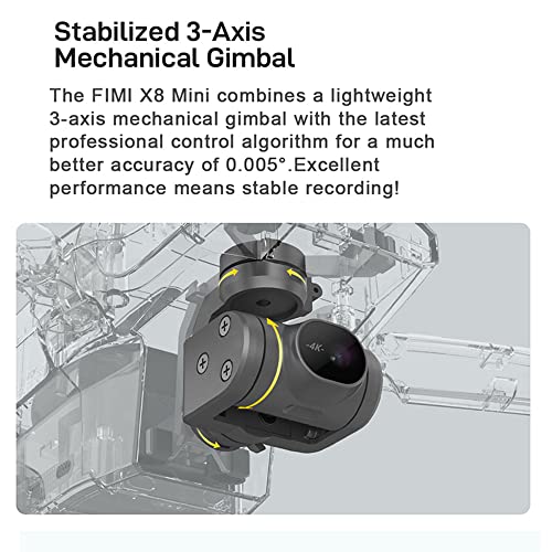 Entrega en 3~7 Días, FIMI X8 MINI Pro Drone con Cámara HD 4K,Transmisión Imágenes de 8km,Diseño Ultraligero de 245g,Cardán Mecánico de 3 Ejes, 30 Minutos de Vuelo,Quadcopter Profesional, 3 Pilas