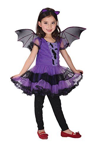 EOZY-Disfraz Halloween para Niñas 3 a 12 Años,Disfaces de Murciélago Vestido y Accesorios Chicas para Halloween Carnaval Fiesta Cosplay