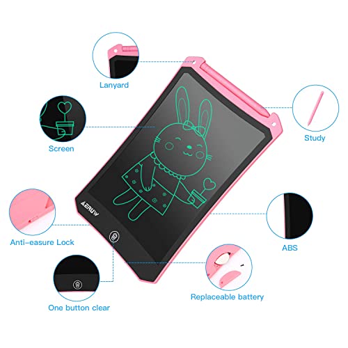 ERUW Tableta de Escritura LCD 8,5 Pulgadas, Tablet Escritura Pantalla LCD eWriters Infantil Tableta Grafica Dibujo Niños Adecuada para el Hogar, Escuela, Oficina, Cuaderno de Notas (Pink)