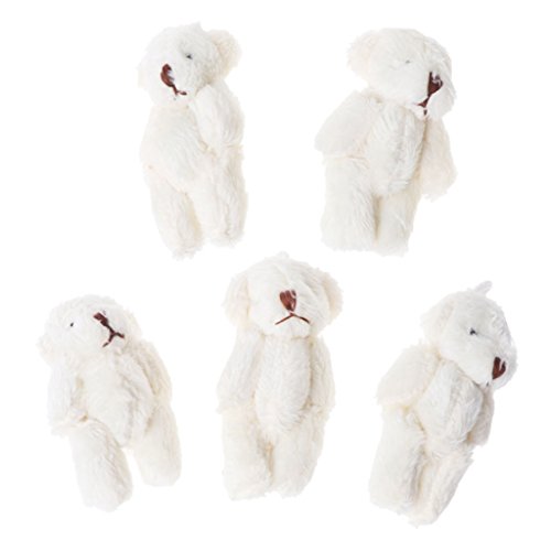 ERUYN 5PCS Kawaii Pequeños Osos Peluches Suaves Perla Terciopelo Muñecas Regalos Mini Oso de Peluche Blanco