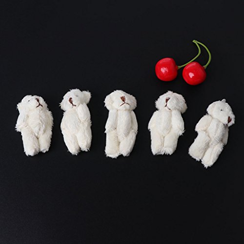 ERUYN 5PCS Kawaii Pequeños Osos Peluches Suaves Perla Terciopelo Muñecas Regalos Mini Oso de Peluche Blanco