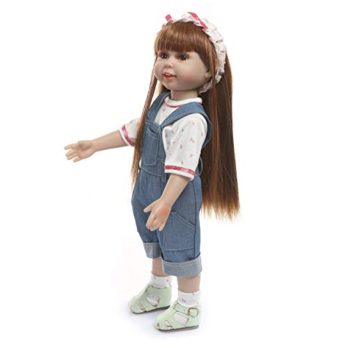 ERZHUI Muñecas 17 Pulgadas Soporte de Cuerpo Completo Amercian Reborn Girl Vinilo de Silicona Bebés recién Nacidos con Jeans Jean Realista Reborn Baby Toy para niños Muñecas para niños