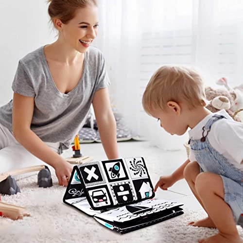 Espejo de piso Tummy Time, juguete de espejo de piso para bebé Tummy Time, juguetes sensoriales Montessori, alto contraste en blanco y negro, para asiento de coche, cochecito de juguete, regalos para