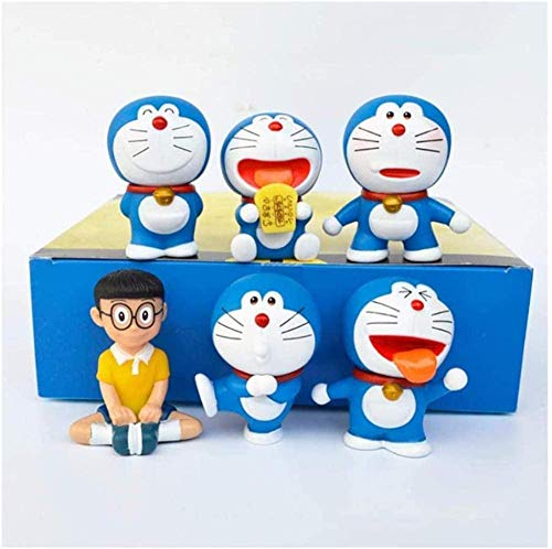 Estatuas de Anime Modelo 6 Unids / Set Nobita Nobi Doraemon Figuras de Anime Japonés Estatuilla Papel PVC Juguetes Anime Recuerdos Coleccionables Artesanías Juguete Figuras de Anime