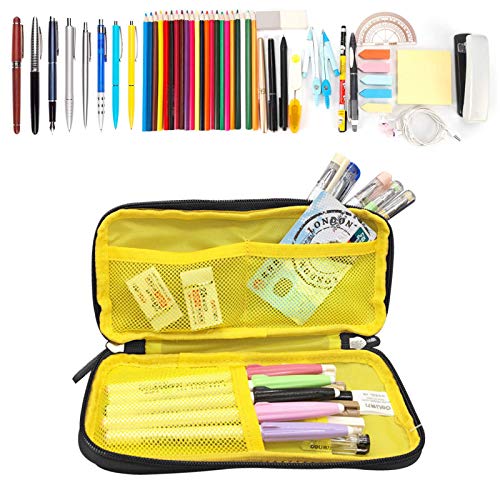 Estuche Escolar, Multifuncional Estuche de lápices de Gran Capacidad Bolsa de Lona Premium Bolsa de lápiz Organizador de papelería para Material Escolar y Viaje Double Estuche Dos Compartimentos