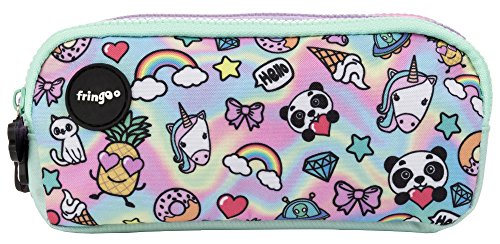 Estuche para lápices de 3 compartimentos FRINGOO, para niños, divertido y bonito, color Holo Doodle - 3 Compartments Large