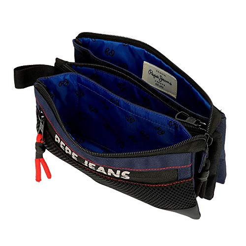 Estuche Pepe Jeans Split Tres Compartimentos, Azul, 22x12x5 cm