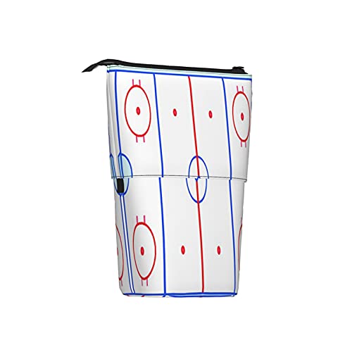 Estuche telescópico para lápices ，Campo de hockey sobre hielo en tonos azules y， Porta lápices de pie Estuche para lápices Estuche para papelería Estuche con cremallera Estuche para cosméticos.