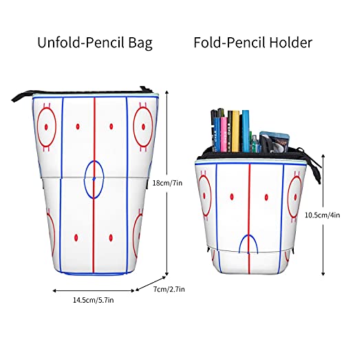 Estuche telescópico para lápices ，Campo de hockey sobre hielo en tonos azules y， Porta lápices de pie Estuche para lápices Estuche para papelería Estuche con cremallera Estuche para cosméticos.