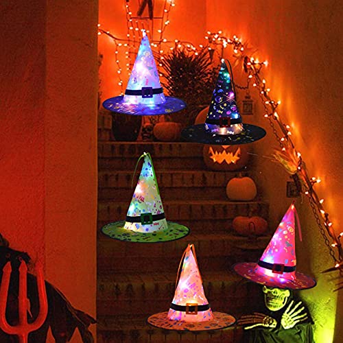 Eteng Sombrero de bruja para disfraz de Halloween con luz LED, sombrero luminoso de bruja para Halloween Cosplay fiesta