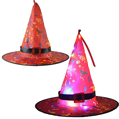 Eteng Sombrero de bruja para disfraz de Halloween con luz LED, sombrero luminoso de bruja para Halloween Cosplay fiesta