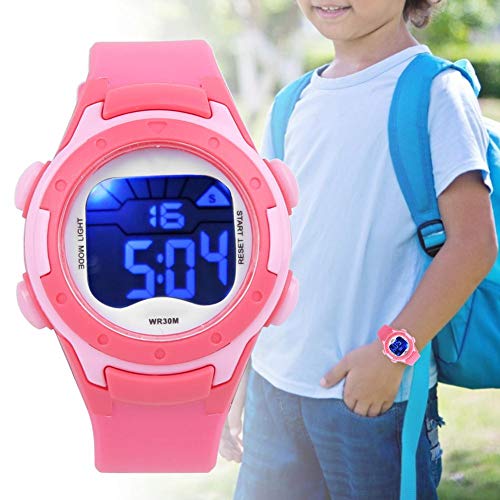 Evonecy Reloj con Correa de PU, Reloj de Pulsera electrónico de Longitud fácil de Ajustar, Correa de PU Suave antialérgica(9688-4 Rose Red)