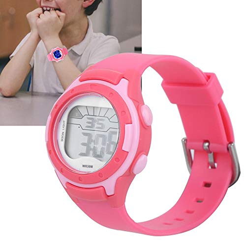 Evonecy Reloj con Correa de PU, Reloj de Pulsera electrónico de Longitud fácil de Ajustar, Correa de PU Suave antialérgica(9688-4 Rose Red)