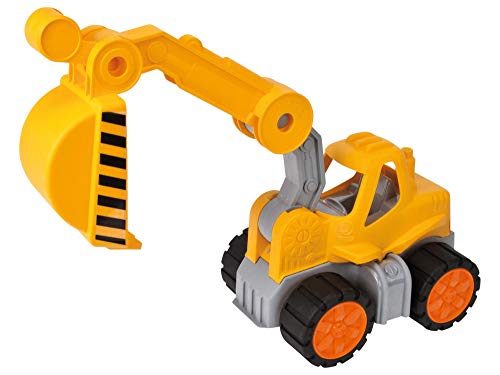 Excavadora de Big Power-Worker, Juguete para Coche, Ideal para Viajes, neumáticos de Material Suave, Brazo de Carga móvil con función de Pala, Amarillo Sol para niños a Partir de 2 años