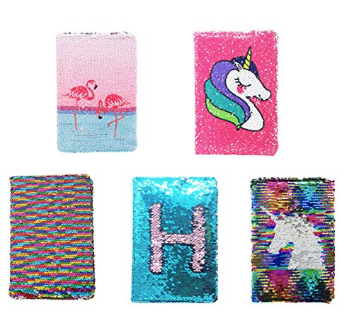 Exerz A5 Cuaderno de Lentejuelas Reversible / Diario de Sirena / Bloc De Notas Mágico/ Diario Mágico para Niños - para Oficina / Escuela / Regalos/ Colorido De Moda (Arcoiris / Unicornio)