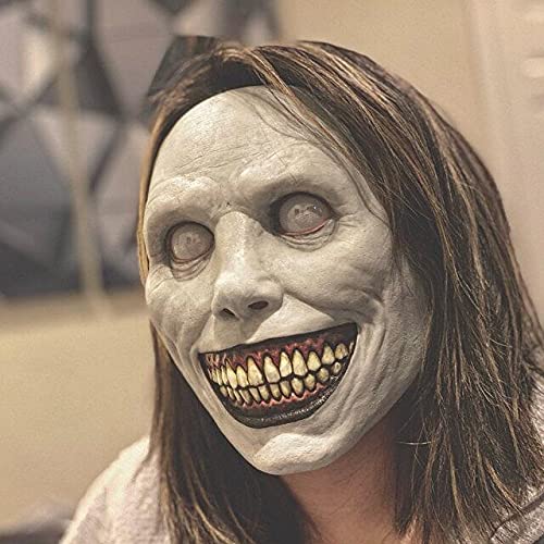 Exor_cist Máscara de demonio, máscara de miedo con ojos brillantes espeluznante máscara de Halloween malvado Cosplay aterrador Halloween disfraz de fiesta Props (blanco)