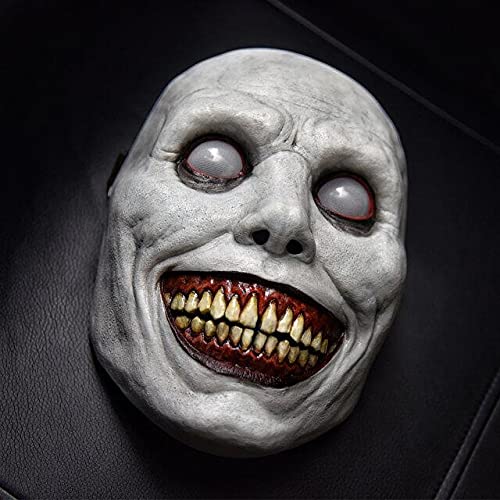 Exor_cist Máscara de demonio, máscara de miedo con ojos brillantes espeluznante máscara de Halloween malvado Cosplay aterrador Halloween disfraz de fiesta Props (blanco)