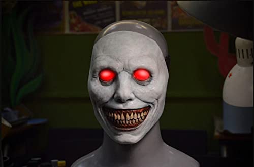 Exor_cist Máscara de demonio, máscara de miedo con ojos brillantes espeluznante máscara de Halloween malvado Cosplay aterrador Halloween disfraz de fiesta Props (blanco)