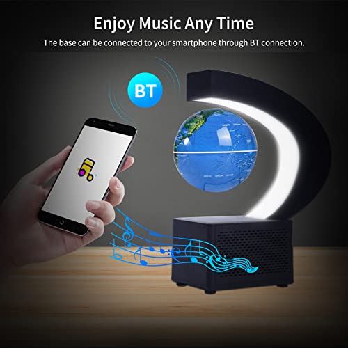 Explopur Magnetic Floating Globe BT Speaker 3.5 Pulgadas Leviation World Map Globe Levitating Rotating Earth Ball con LED Regalo Educativo de cumpleaños para niños, Estudiantes,