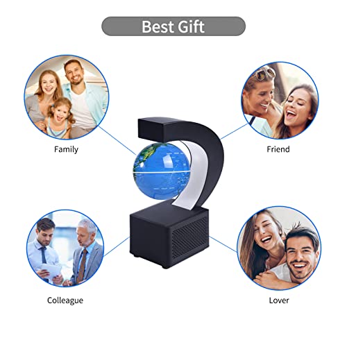 Explopur Magnetic Floating Globe BT Speaker 3.5 Pulgadas Leviation World Map Globe Levitating Rotating Earth Ball con LED Regalo Educativo de cumpleaños para niños, Estudiantes,