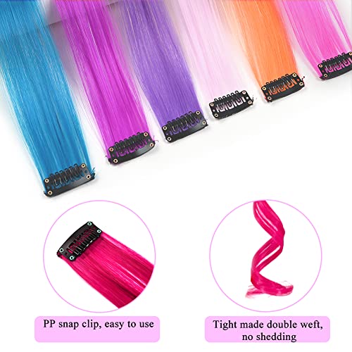 Extensiones Colores de Cabello de Color Peluca de Extensiones de Cabello Rizado Sintético, Kit de Extensión de Cabello de Fiesta Destacada Cabello Colorido 12 Piezas