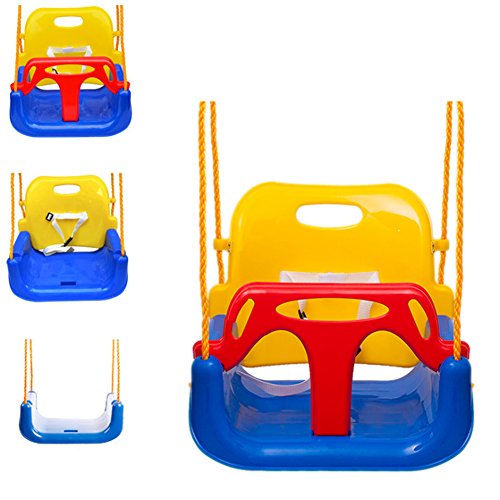 EXTSUD 3 En 1 Columpios Infantiles para Bebés Niños con Silla Convertible en Asiento de Seguridad, Carga Máx. 150 KG, para Casa Jardín Interiores o Exteriores (Verde)