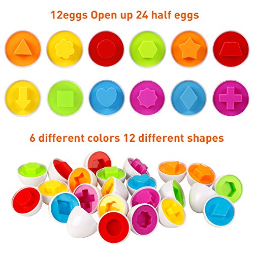 EXTSUD Huevos de Pascua Juguete Educativo para Niños Mayores de 3 Años Juego de Reconocimiento de Color y Forma Puzzle