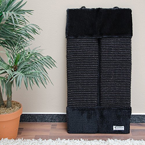 EYEPOWER Rascador para Gatos Aprox 50x22cm para Proteger rincónes Esquinas Paredes afilarse Las Garras Jugar | tablón Flexible de sisal Natural para arañar | Parte Posterior de Peluche Suave | Negro