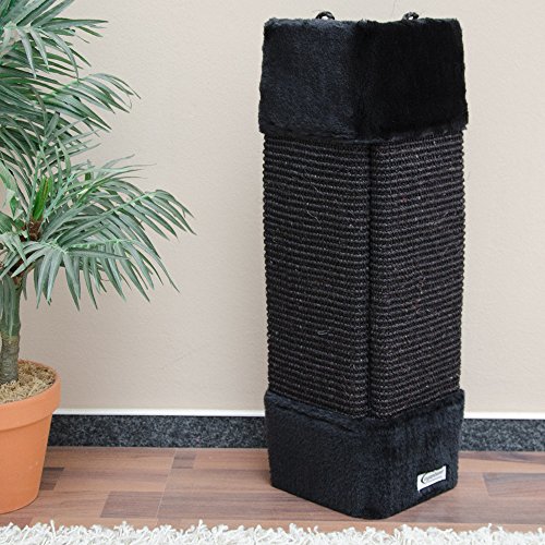 EYEPOWER Rascador para Gatos Aprox 50x22cm para Proteger rincónes Esquinas Paredes afilarse Las Garras Jugar | tablón Flexible de sisal Natural para arañar | Parte Posterior de Peluche Suave | Negro