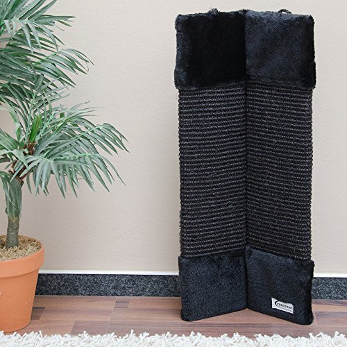 EYEPOWER Rascador para Gatos Aprox 50x22cm para Proteger rincónes Esquinas Paredes afilarse Las Garras Jugar | tablón Flexible de sisal Natural para arañar | Parte Posterior de Peluche Suave | Negro