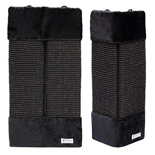 EYEPOWER Rascador para Gatos Aprox 50x22cm para Proteger rincónes Esquinas Paredes afilarse Las Garras Jugar | tablón Flexible de sisal Natural para arañar | Parte Posterior de Peluche Suave | Negro