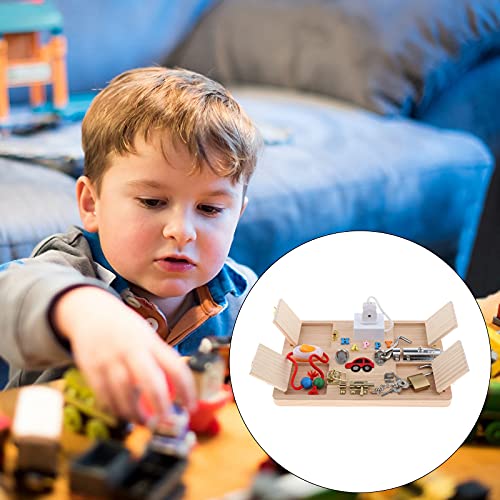 F Fityle Tablero de Madera para Bebés con Cerradura y Llaves, Pernos y Pestillo, Tablero de Actividades Montessori, Juguetes Sensoriales de Madera para Bebés