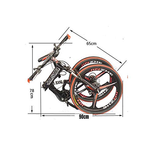 F-JWZS Unisexo Bicicleta de Montaña de Doble Suspensión, 21 Velocidades Bicicleta Plegable, con Ruedas de 3 Radios de 24 Pulgadas y Doble Freno de Disco, para Estudiante, Niño, Adulto, Viajero,White