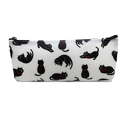 Fablcrew Trousse Motif de Chats Crayon Fond Rose Zipper Storage Sac Cosmétique pour Filles