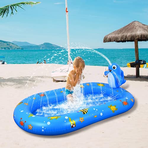 Faburo - Alfombra infantil de chorro de agua, 170 cm, diseño Sprinkle and Splash Play mate Pad, Summer Spray Water Toys Pataujero Jardín Exterior Playa Juguete Ineludible de los Niños De Verano