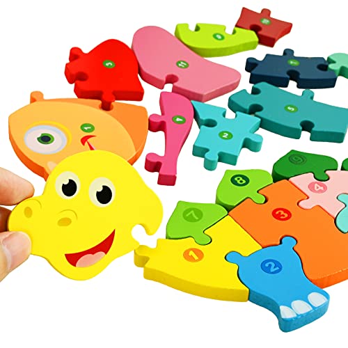 Faburoo 4pz Puzzles de Madera Educativos para Bebé niños 3 4 5 6 años, Rompecabezas de Madera Bebe Puzzle Bebé Preescolar Juguetes Regalos Material Seguro Regalo de cumpleaños Navidad