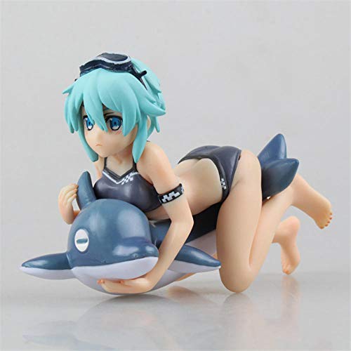 Factorydiy Figuras Anime Baratas Anime Sword Art Online Asada Shino Sinon con Delfines Ver PVC Pintado Modelo Personaje Juguete Alto Aproximadamente 13Cm Juguetes para Regalo de Amigo