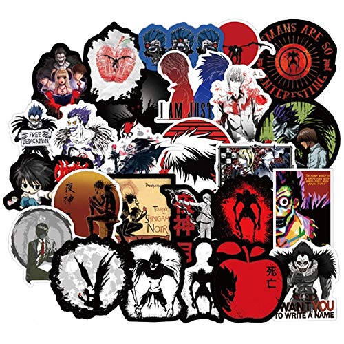 FAFPAY Sticker de Carro 50pcs Paquete de Pegatinas Death Note para niños papelería portátil patineta ps4 Casco de Guitarra Juguete Impermeable dwaterproof Water Anime Sticker   50 Death Note