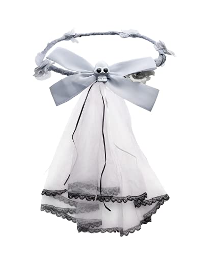 Falda Tutú para Mujer, Diadema o Sombrero en Diseño de Halloween, Disfraz para Cosplay de Fantasma Bruja Calavera (velo con tutu)