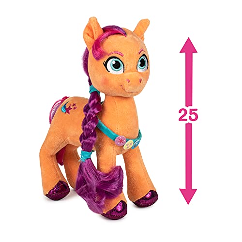 Famosa Softies - Peluche del Pony Sunny Starscout de la película My Little Pony: Una nueva Generación, es de color naranja con el pelo rosa y los ojos azules, mide unos 25 centímetros (760020961)