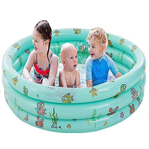 FANIER Piscina Hinchable para niño, Redonda Piscina Inflable Hinchable bañera Hinchable para jardín, 3 Cámara de Aire Individuales, 130 cm de diámetro, 38 cm de Altura,Verde