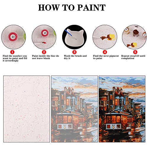 fanshiontide Pintura por Números para adultos de Paisajes, Kit de Pintura al óleo con Pinceles y Pinturas acrílicas sin Marco, DIY pintar por Numeros para Deco Regalo 40 x 50 cm, Tránsito de Londres