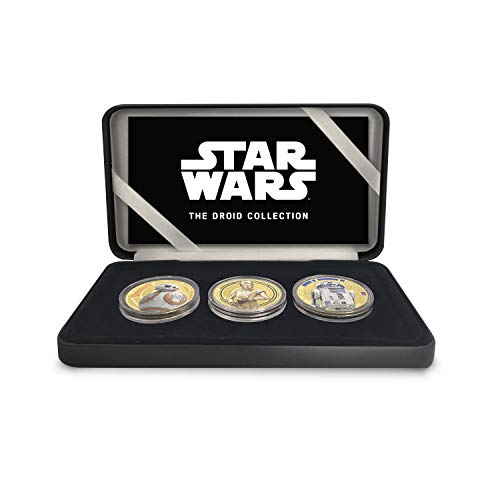 FANTASY CLUB Star Wars Colección Oficial - 3 Monedas / Medallas conmemorativas acuñadas con baño en Oro 24 Quilates y coloreadas a 4 Colores - 44mm