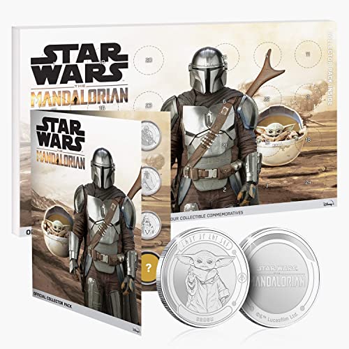 FANTASY CLUB Star Wars The Mandalorian Calendario de Adviento - 24 Monedas/Medallas para Celebrar la Cuenta atrás de la Navidad + Álbum de coleccionista para atesorar tu Regalo