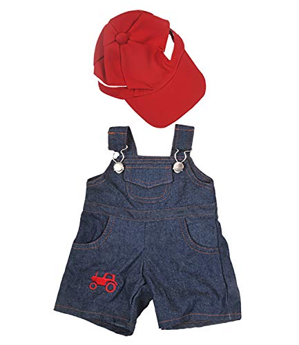 Farmer Outfit with Cap Outfit Teddy Bear Clothes Fits Most 14 - 18 Build-A-Bear, Vermont Teddy Bears, and Make Your Own Stuffed Animals by Stuffems Toy Shop