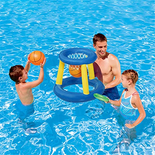 fdsad Juego de Voleibol para Piscina, Juguetes inflables de fútbol para el Agua, Juego de Piscina, Juego de Baloncesto para Piscina, aro de Baloncesto para Piscina Flotante para niños y Adultos