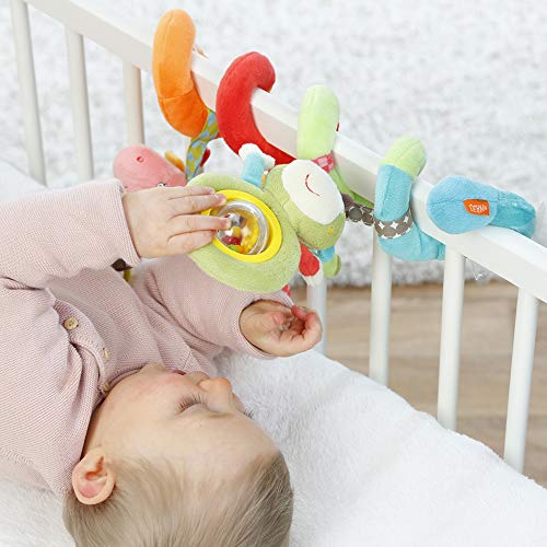 Fehn 074451 Espiral de actividades Safari, espiral de tela para agarrar y experimentar, para la cama, el cochecito o el corralito, Para bebés y niños pequeños desde nacimiento, Medidas: 30cm de largo