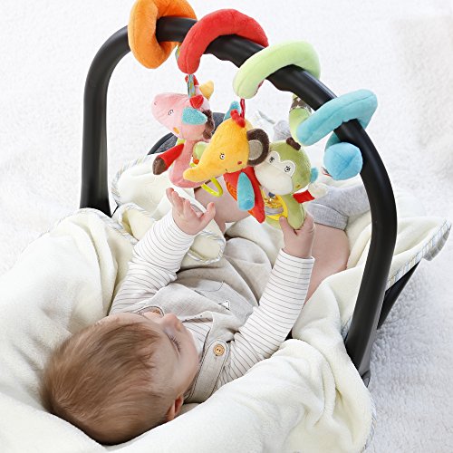 Fehn 074451 Espiral de actividades Safari, espiral de tela para agarrar y experimentar, para la cama, el cochecito o el corralito, Para bebés y niños pequeños desde nacimiento, Medidas: 30cm de largo